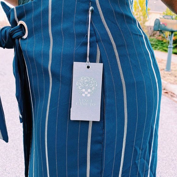 NWT Vince Camuto Blue and White Striped Wrap Skirt - Picture 2 of 2